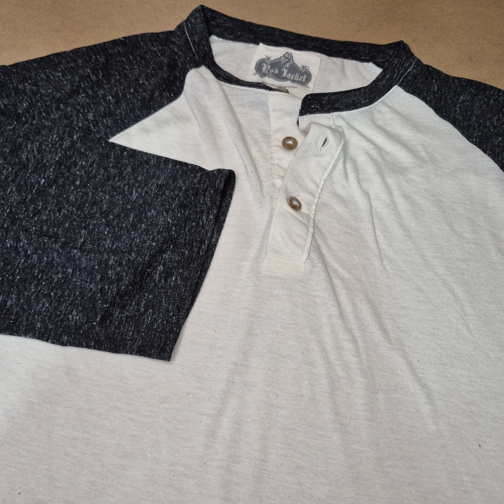 Red Jacket 3/4 Sleeve Henley - Charcoal and Cream 2574/380